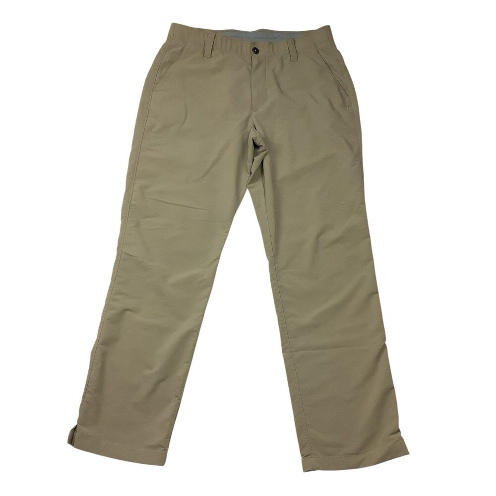 Under Armour Chino Pants Men 34x30 Khaki Tan Beige Golf Stretch Comfort Waist